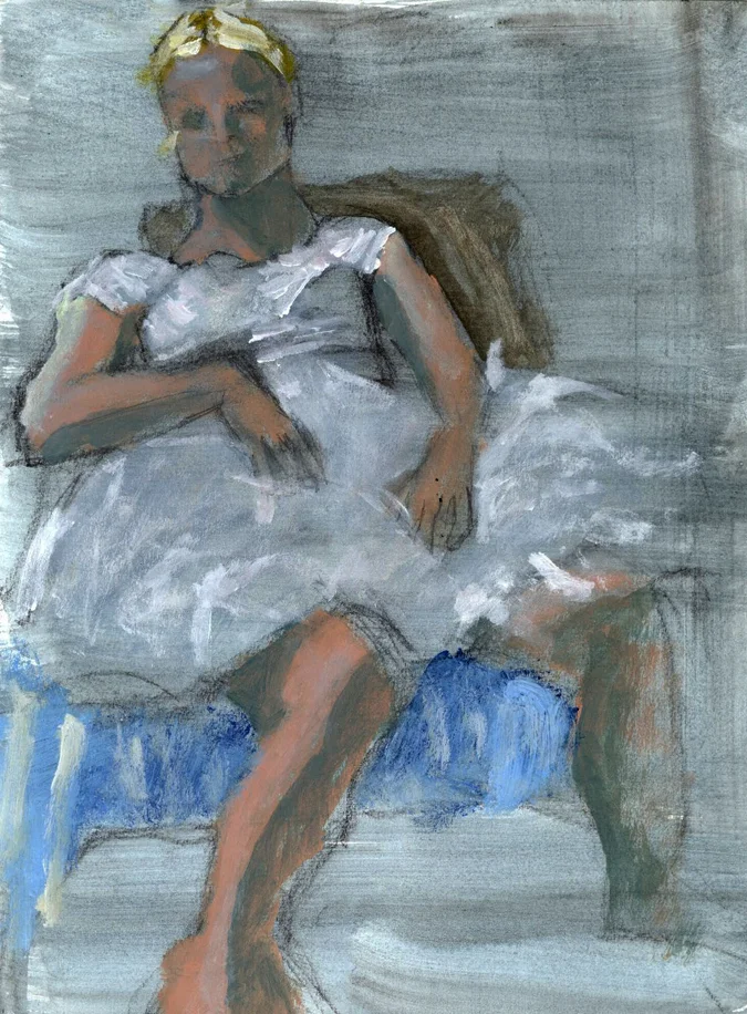 Ballerina at Rest: Mixed Media Figure Study