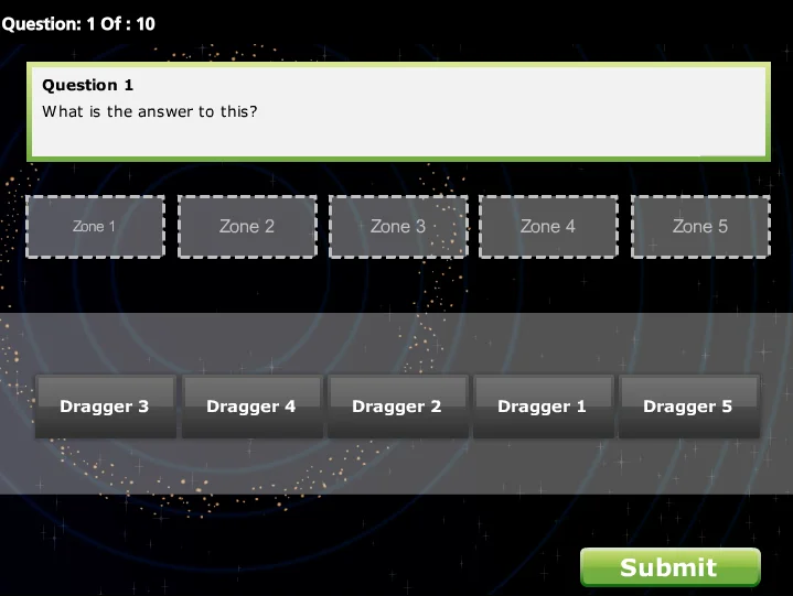 Interactive eLearning Quiz: Five-Item Drag-and-Drop Question
